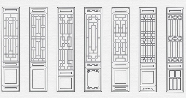 东方常用中式仿古花窗图案隔断设计图