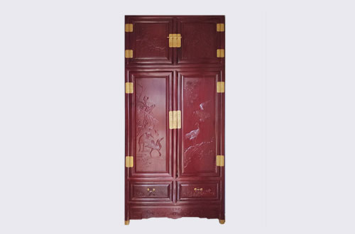 东方高端中式家居装修深红色纯实木衣柜