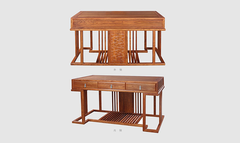 东方 别墅中式家居书房装修实木书桌效果图